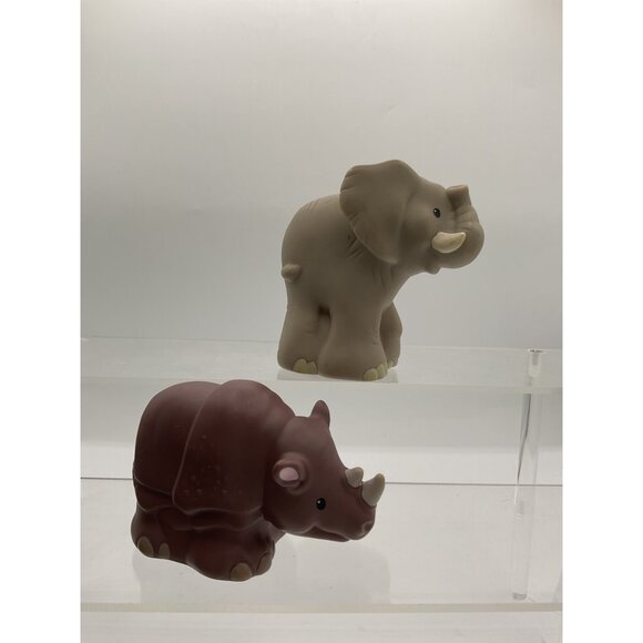 Fisher-Price Little People Zoo Talkers Elephant & Rhinoceros Figures 2011 Mattel - Picture 3 of 6